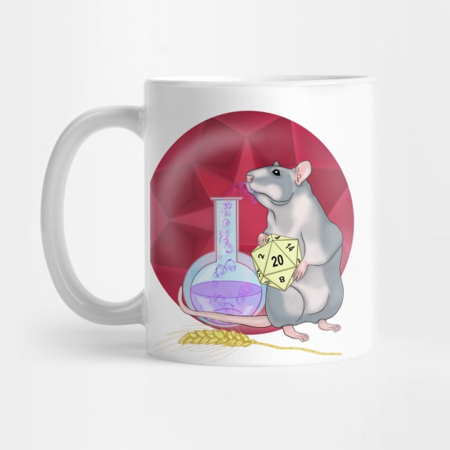 Rat with a magic potion and red crystal. D20 by KateQR